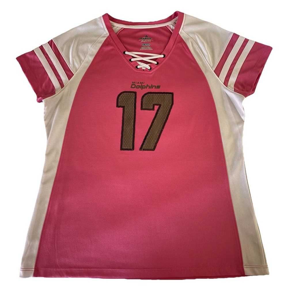Miami Dolphin's Women's Pink & White Tannehill #17 Jersey XL Preowned